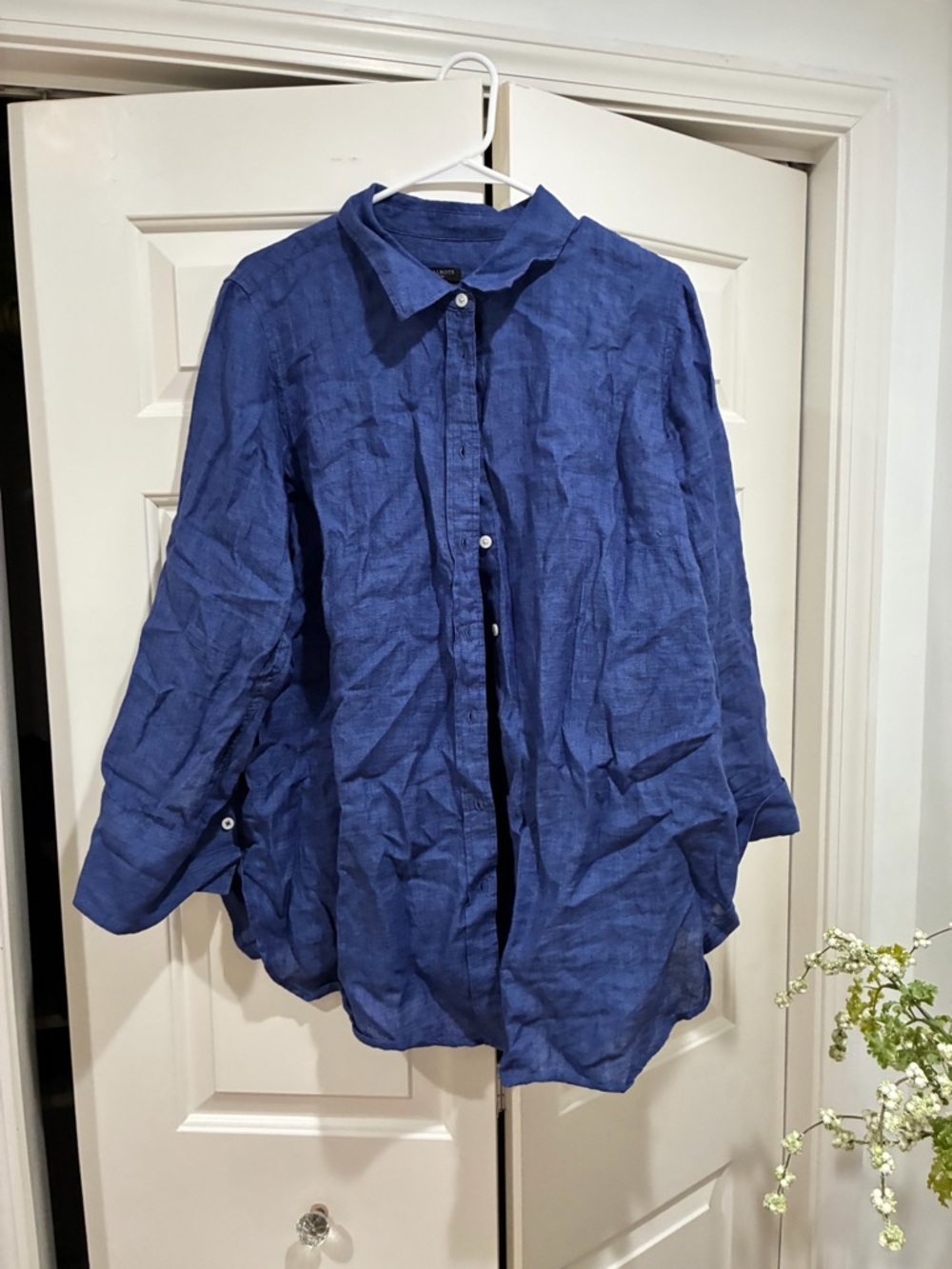 Talbots Blue Linen Button-Up Top - Picture 2 of 4